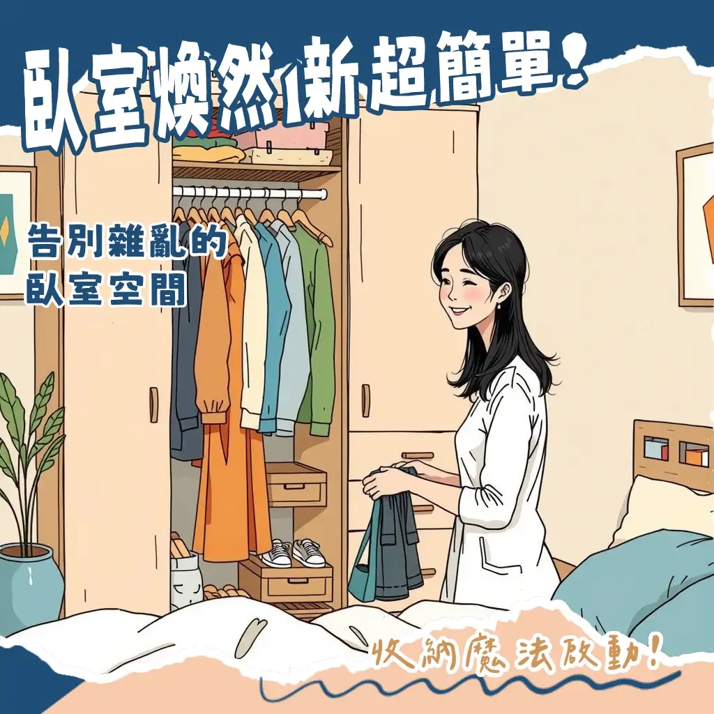 臥室收納技巧指南：從斷捨離、空間規劃到家具選擇，打造極簡舒適的臥房環境。