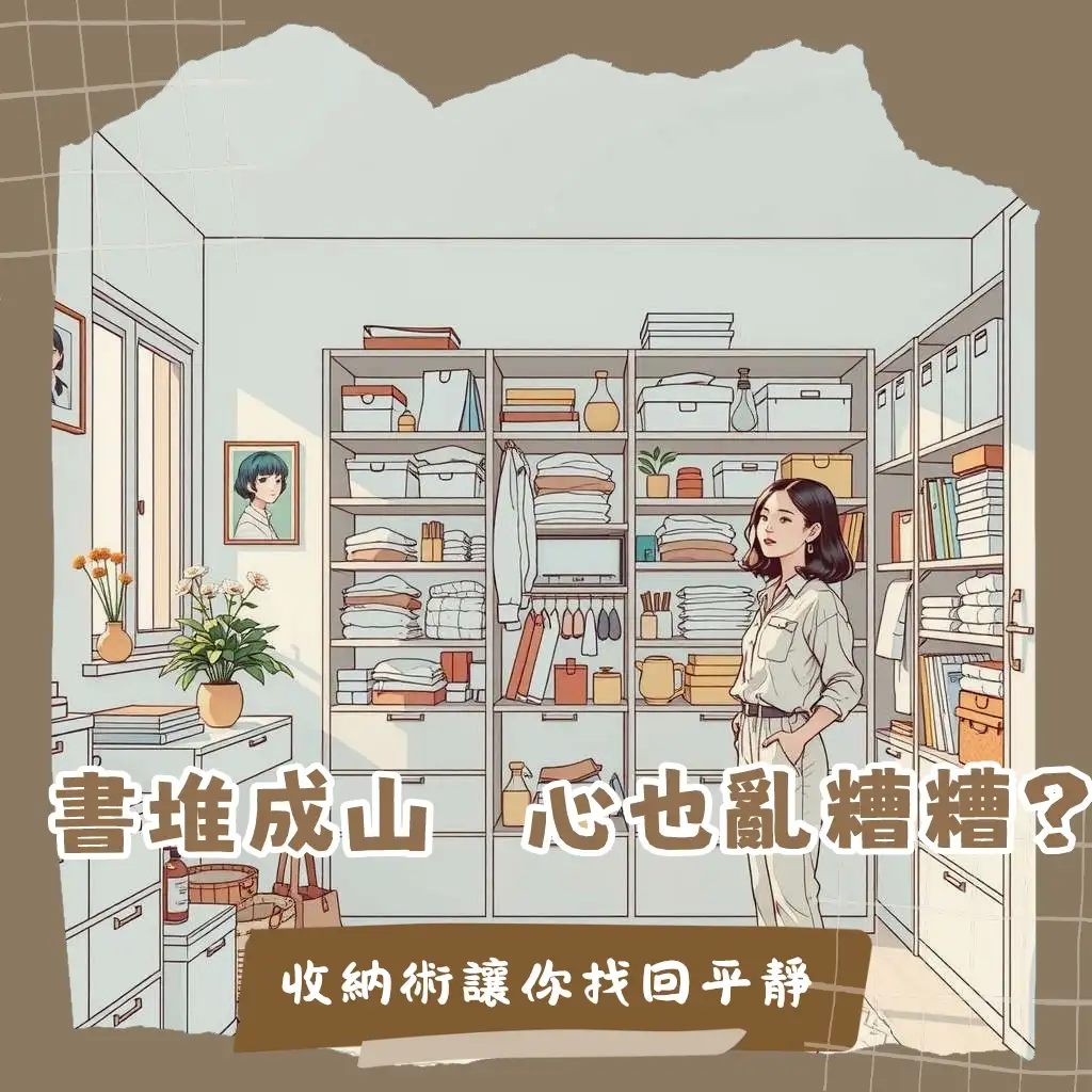 閱讀房間收納術書籍，運用書中技巧整理房間與書櫃，打造質感收納的舒適居家空間。