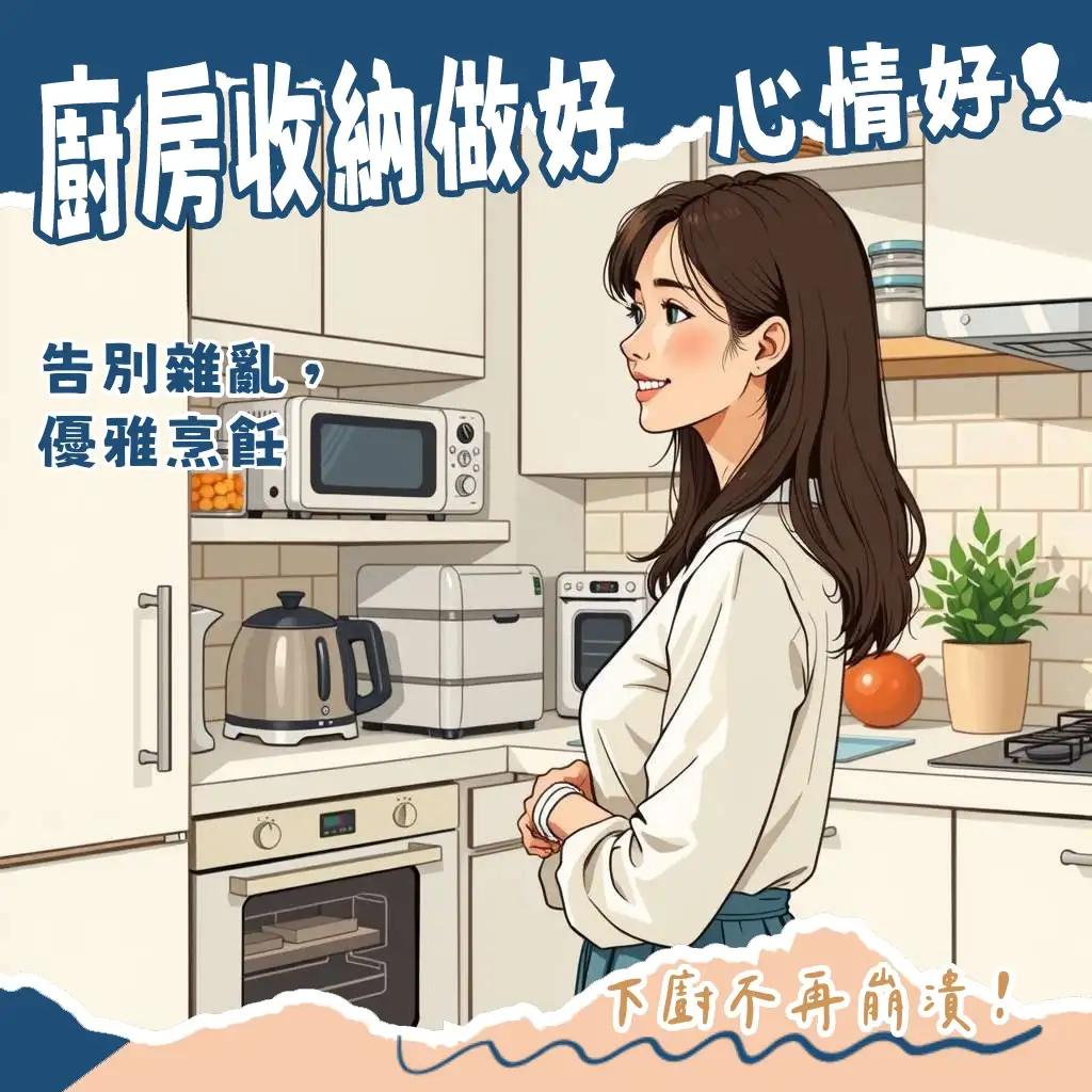 廚房電器收納櫃設計全攻略，包含通風散熱、電線管理與抽拉層板，打造質感廚房家電收納空間。