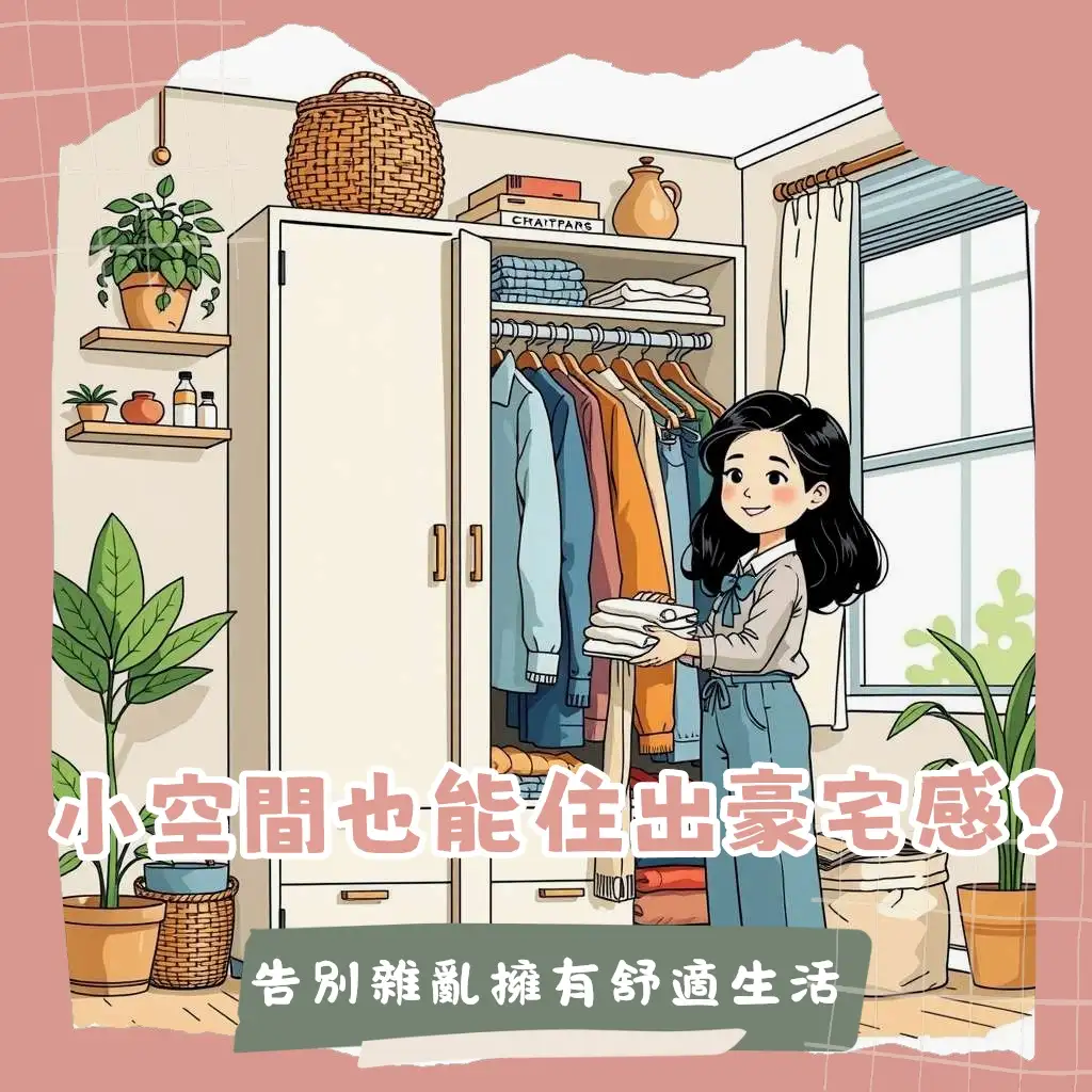 小坪數房間收納技巧，圖解多功能家具、垂直收納與空間放大佈局。