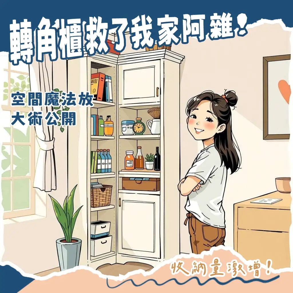 居家空間中的L型轉角收納櫃，有效利用畸零空間，增加儲物量，並配備拉出式五金，提升收納效率。