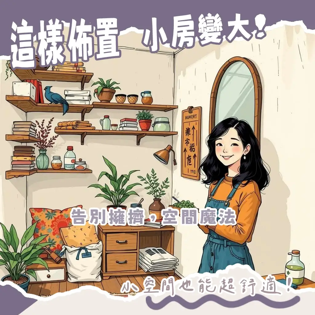 2坪小房間佈置指南，含多功能家具、垂直收納、淺色系、鏡面應用技巧，讓小空間舒適實用。