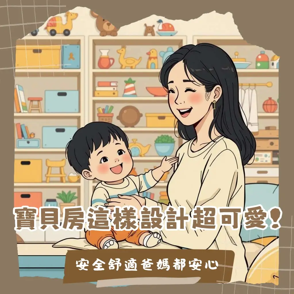 兒童房間佈置安全實用全攻略，包含收納、色彩與成長型家具擺設大綱圖。