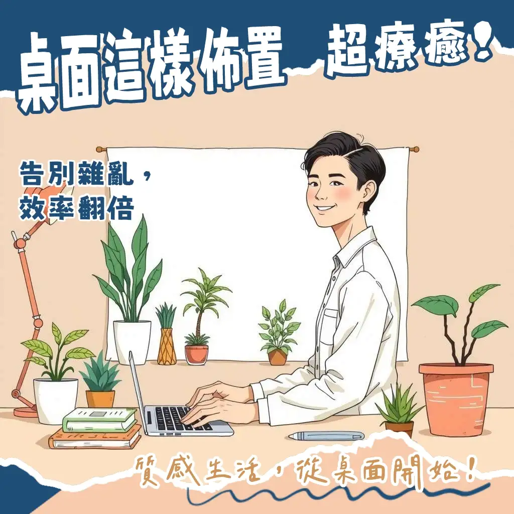 實用桌面佈置技巧，包含高效收納、舒適燈光、人體工學與氛圍營造，打造品味工作學習空間。