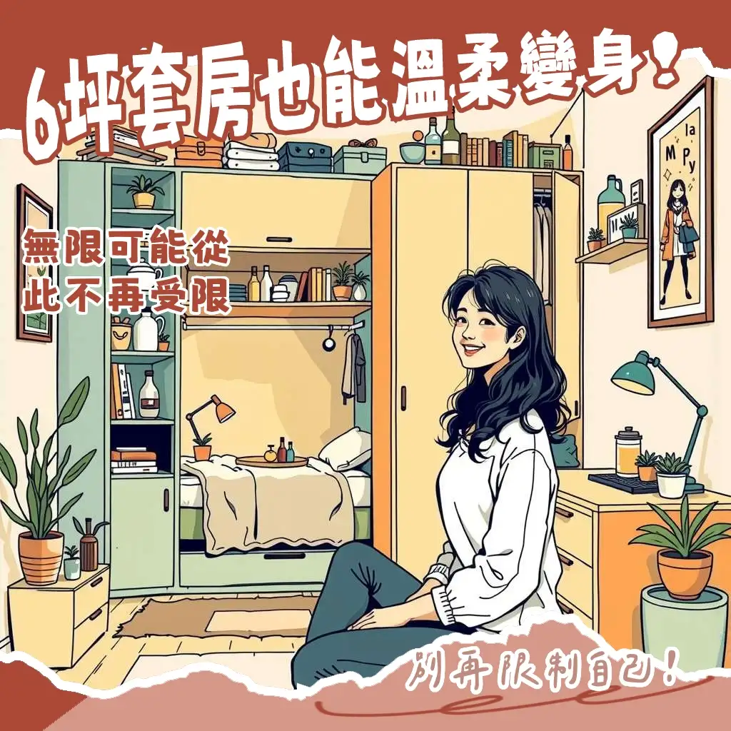 6坪套房佈置全攻略：小坪數空間放大、多功能家具與質感收納技巧。