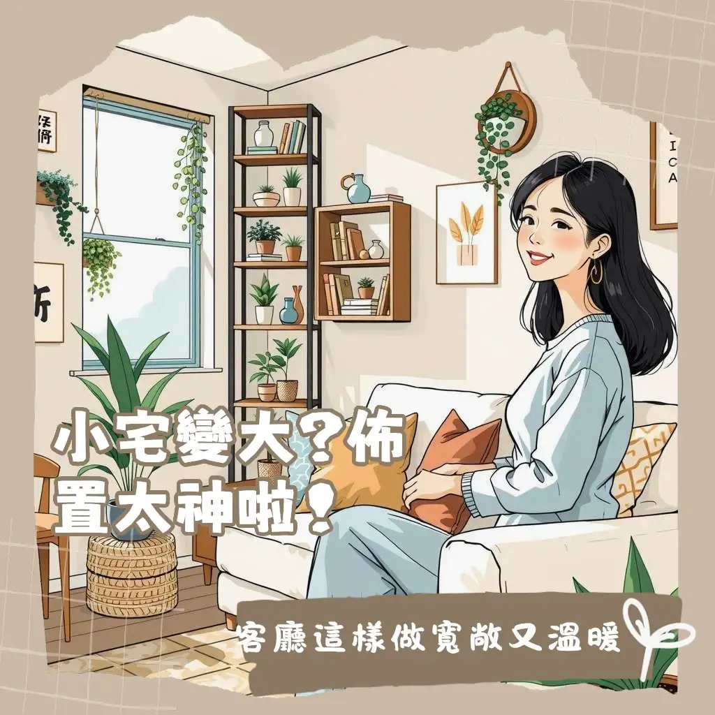 小客廳佈置指南：輕巧家具、淺色搭配、垂直收納，打造舒適開闊空間。