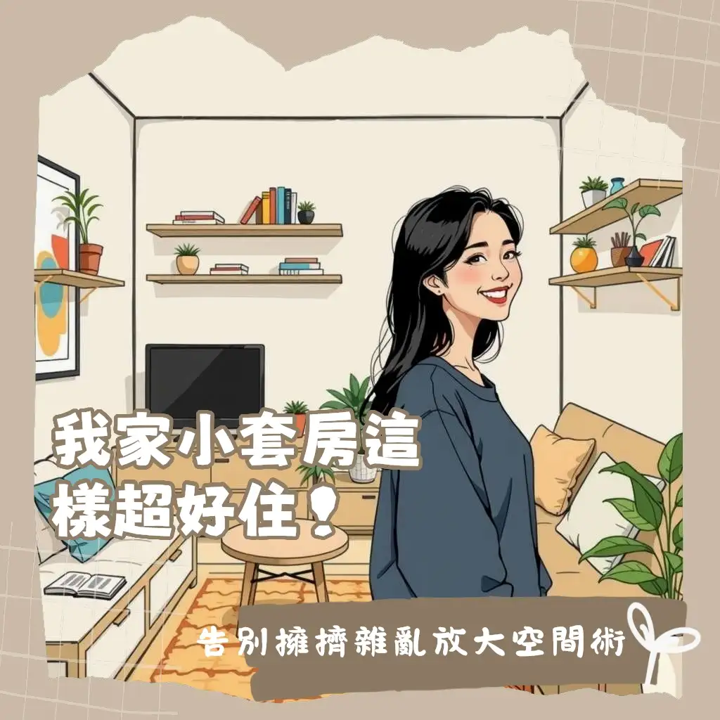 4坪小套房佈置，展示多功能家具、垂直收納與淺色系裝修，營造空間放大與機能完善的微型公寓設計。
