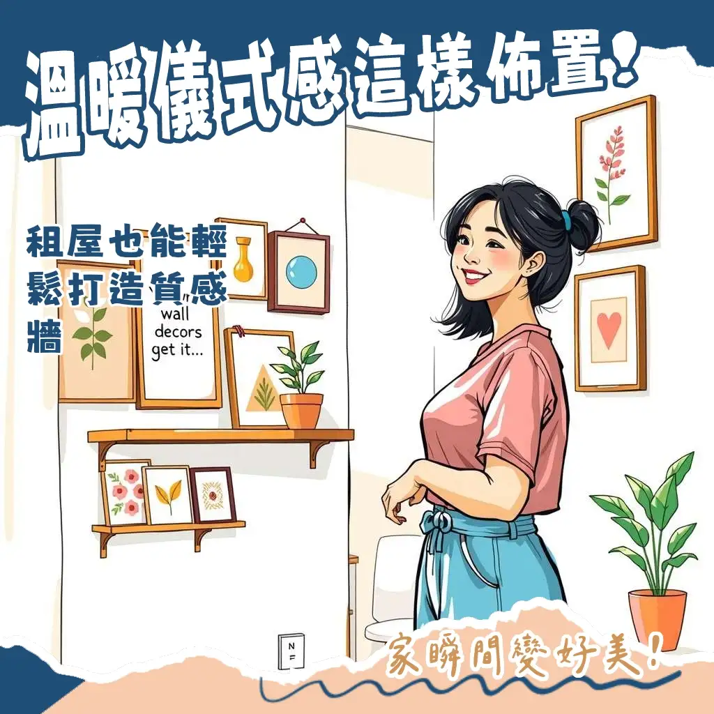 牆面佈置DIY，低成本打造個性空間，掛畫、壁貼、照片牆、乾燥花、特殊塗料，搭配燈串、造型燈具改變牆面風格，展現創意。