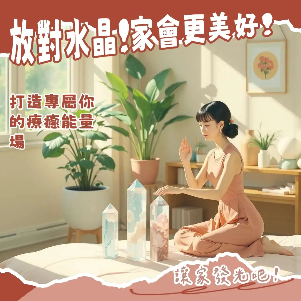 房間可以放水晶柱嗎，一張擺放於床頭櫃的白水晶柱，簡約的房間佈置營造溫馨的居家美學，水晶柱散發淨化磁場的能量。