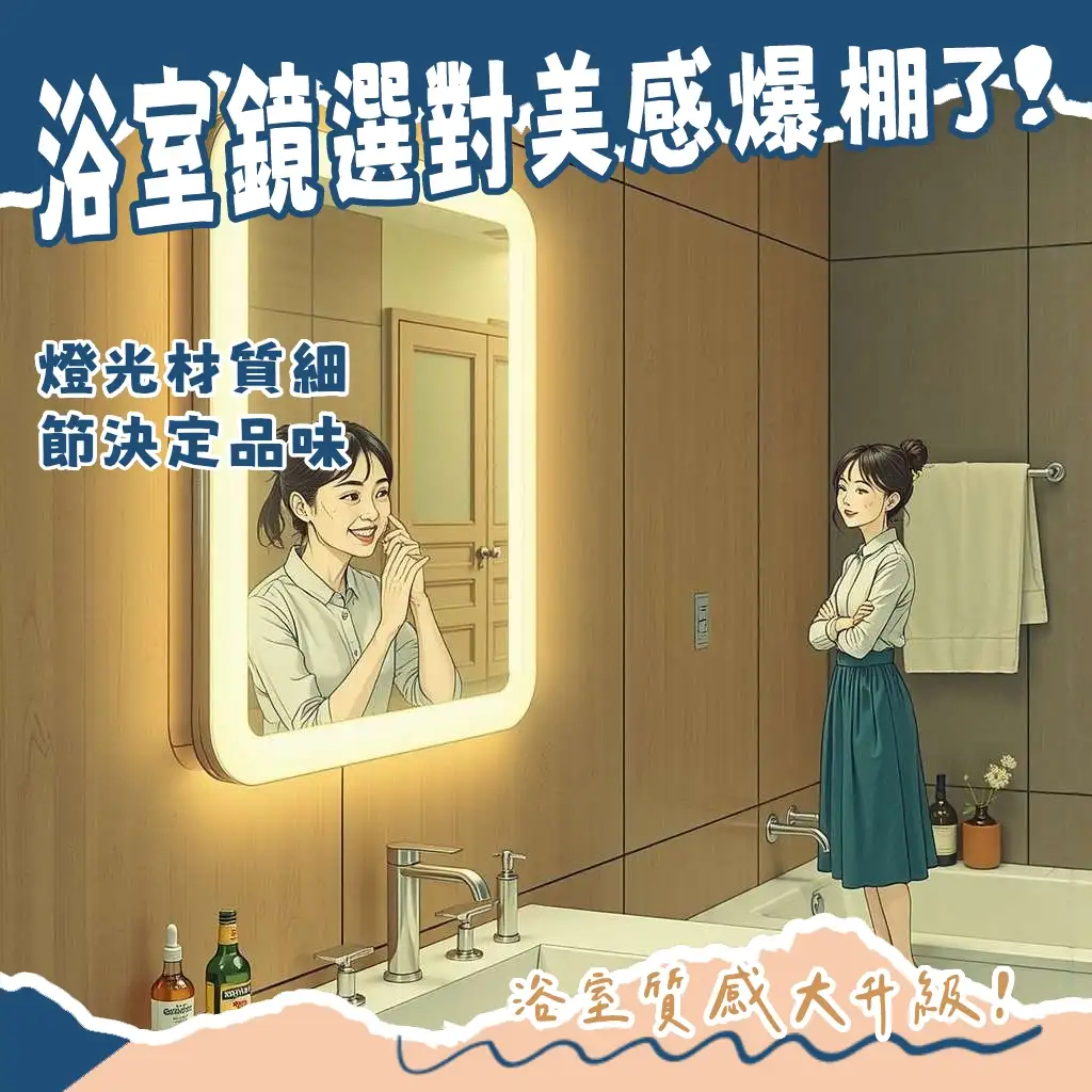 浴室鏡子選購指南:防霧LED功能、尺寸形狀、收納鏡櫃與安裝方式的完美搭配