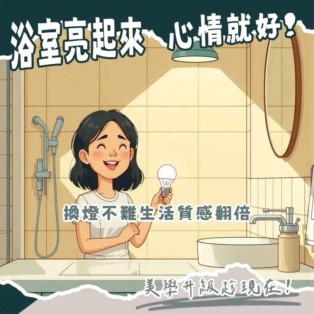 浴室LED吸頂燈更換教學,包含斷電、拆除、安裝新燈具與安全注意事項,提升浴室照明美學。