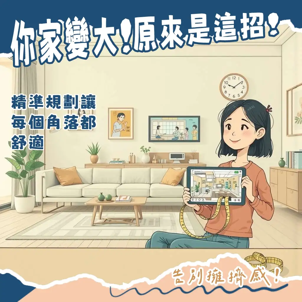 一張捲尺和平面圖顯示房間尺寸,規劃家具配置與動線,打造理想臥室空間