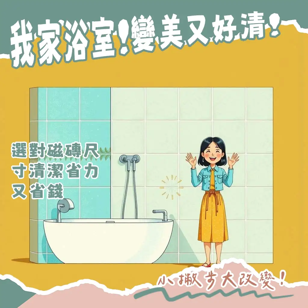 浴室磁磚3060設計圖,展示不同鋪貼方式與清潔維護細節。