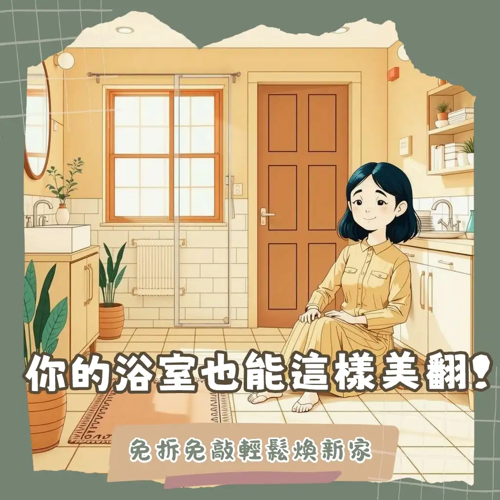 浴室地板改造指南,涵蓋磁磚、木紋磚、防水貼片、微水泥等施工與材料選擇,打造質感衛浴空間。