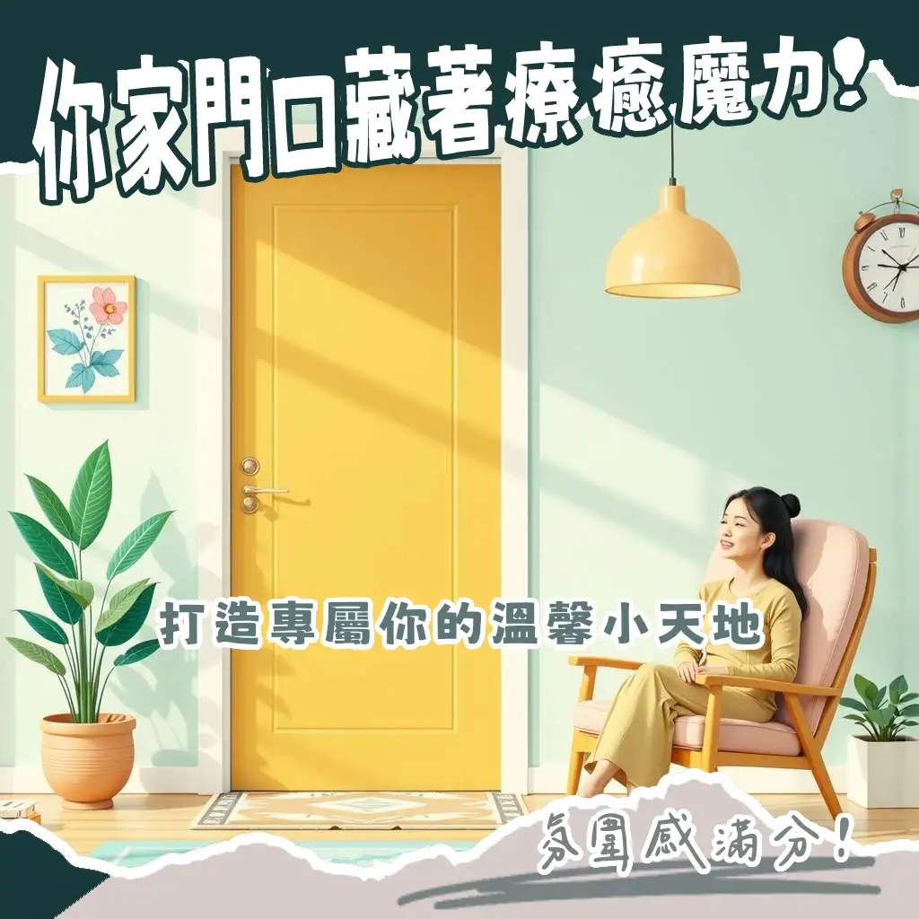 一張展示完美搭配的房間門顏色與室內裝潢的圖片，凸顯居家美學與空間規劃。