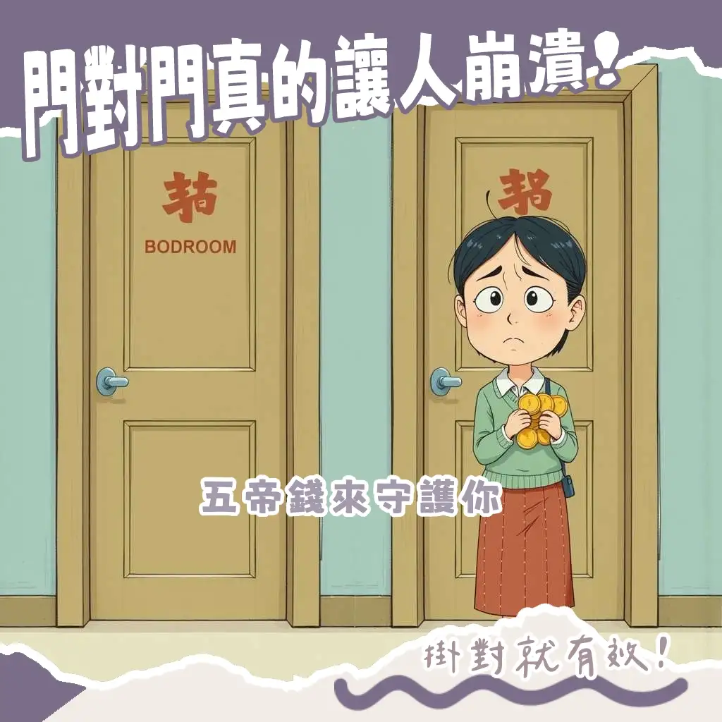 臥室門對門的五帝錢掛法指南，有效化解風水煞氣，提升居家和諧度。