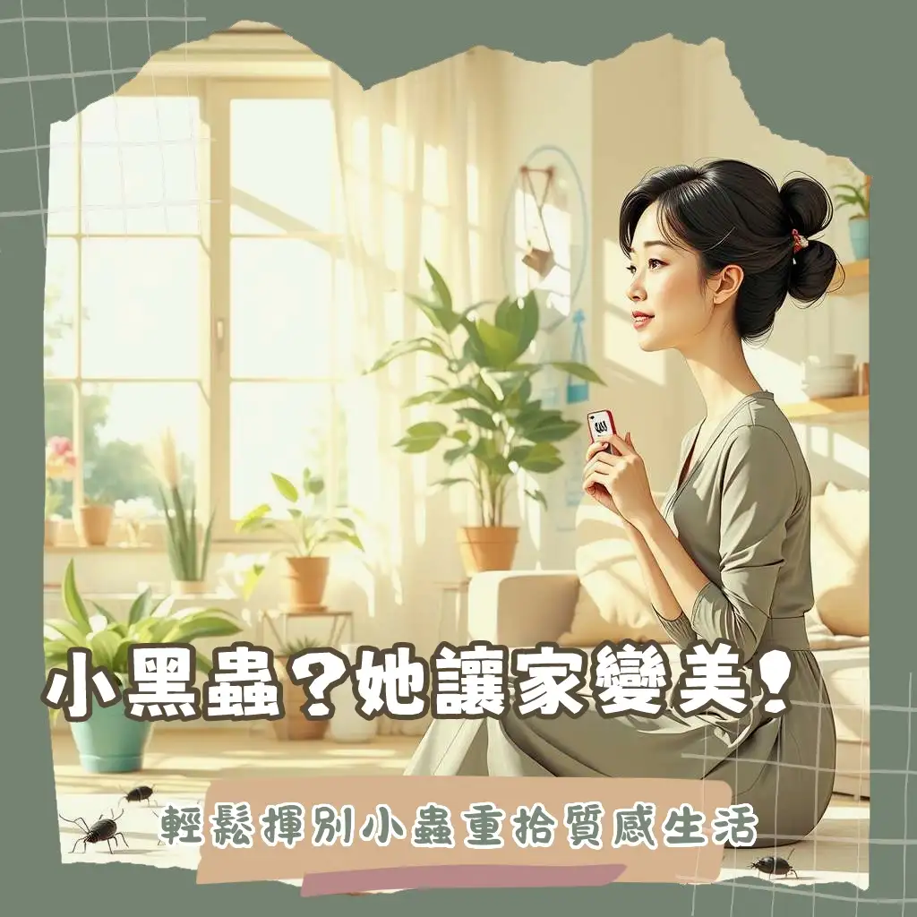 房間黑色小飛蟲防治指南，涵蓋小黑飛、果蠅辨識與居家清潔、盆栽護理、物理防治方法。